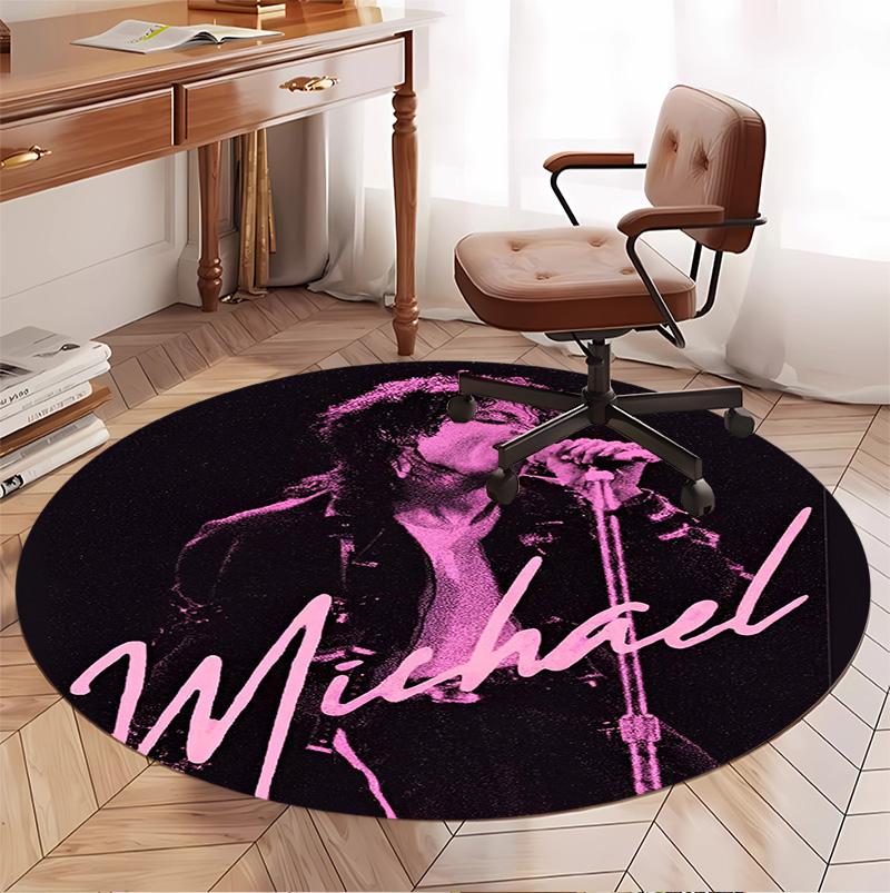Michael Jackson Pattern Round Rug, Indoor/Outdoor Mat, for Picnic, Gameroom, Bedroom, Office, Living Room, Home Decor Carpet, Birthday Gift