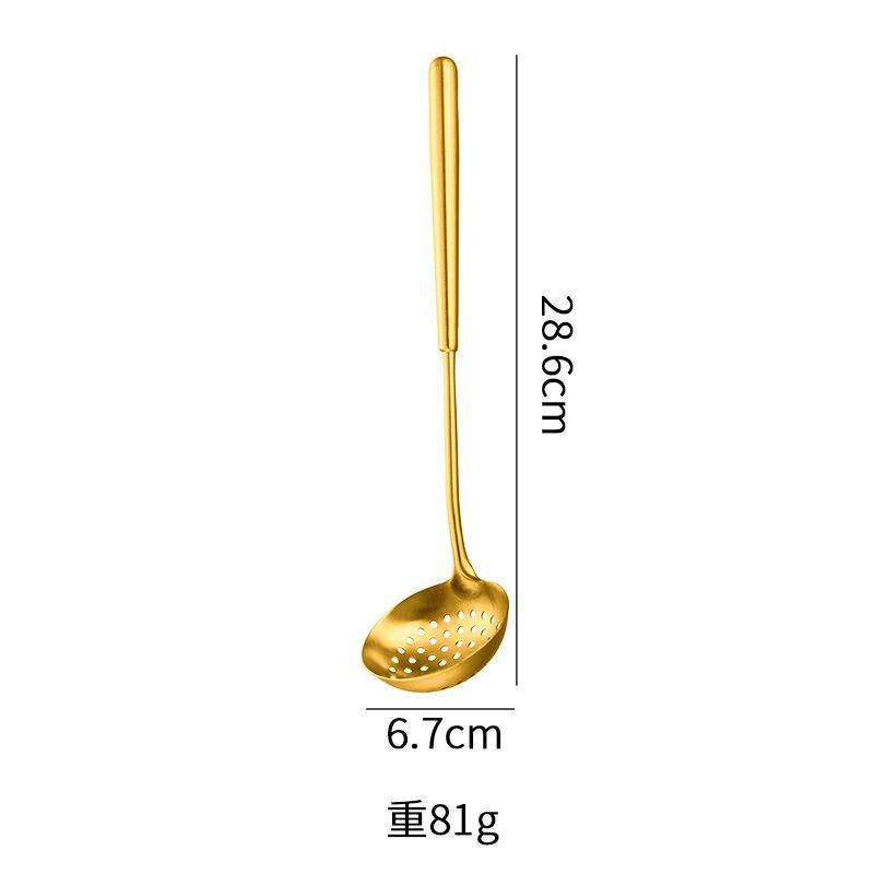 Golden 304 Stainless Steel Colander Spoon for Kitchen Long Handle Ladle Anti-scalding Restaurant Food Oil Fitlter Household