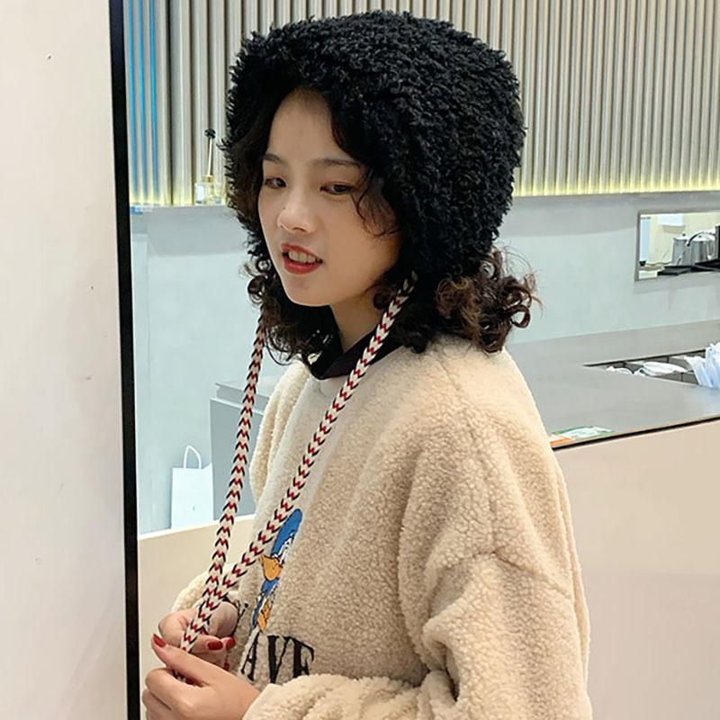 Autumn and Winter Cute Thickened Imitation Fur Plush Fisherman Hat Children Versatile Warm Windproof Cold Ear Protection