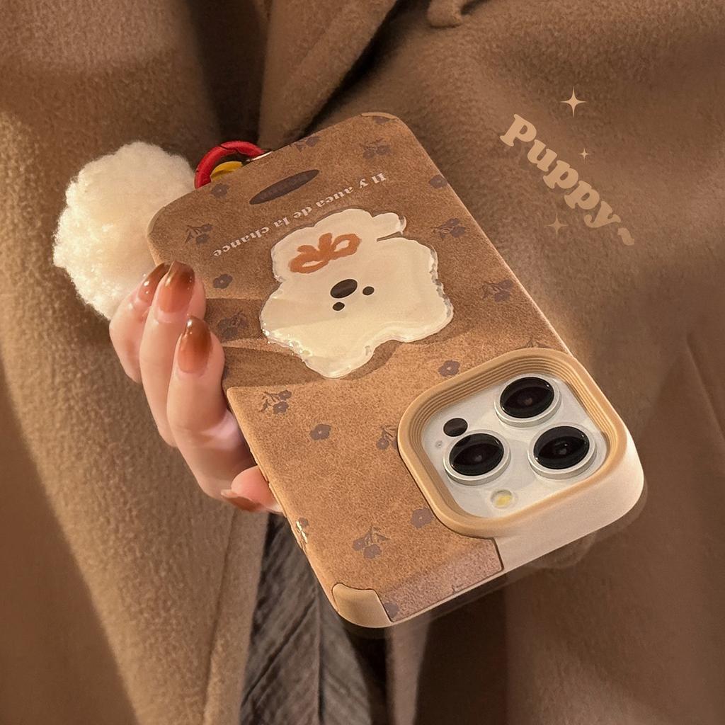 Cortical Three Dimensional Puppy Patch Suitable for IPhone16 IPhone Case 14promax Retro Plush Ball