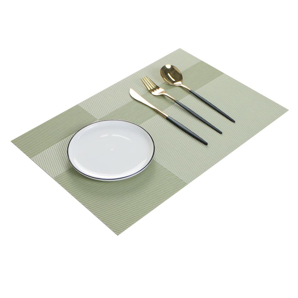 Set of 6 PVC Placemats Plastic Wipe Clean Heat Resistant Woven Vinyl Non Slip Washable Rectangle For Dinner Table Wedding Decor