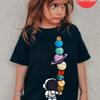 Fashion 100% Cotton Girls' Cartoon Astronaut Print T-Shirt