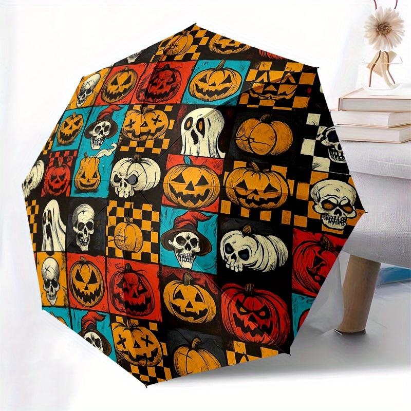1pc Pumpkin, Skull Themed High-quality Umbrella,Automatic Opening and Closing Umbrella,Multi-functional Umbrella G0811399