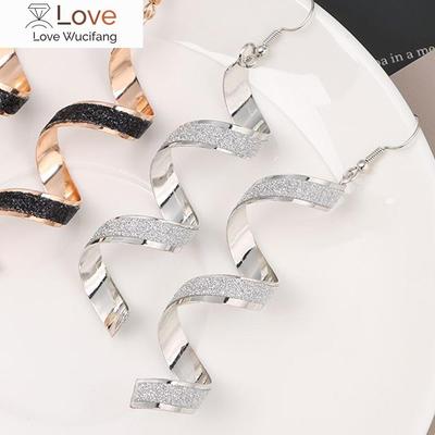 Women 'S Twist Spiral Dangle Charm Fall Earrings Jewelry Stainless Steel Long Peculiar Earrings  Trending For Teens Daily
