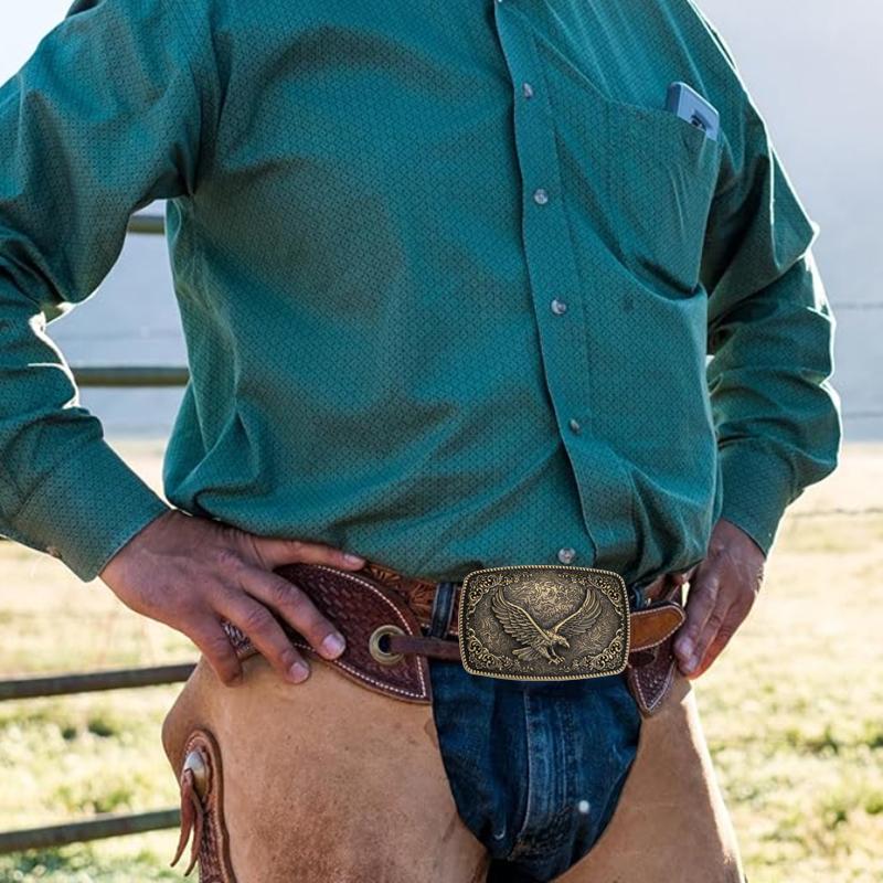 Boucles de ceinture en alliage métallique pour hommes,accessoires de ceinture faits à la main, bricolage, Style Cowboy occidental Rock