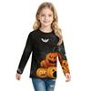 Kids Long Sleeve T-Shirt with Halloween Print, Round Neck, for Boys and Girls