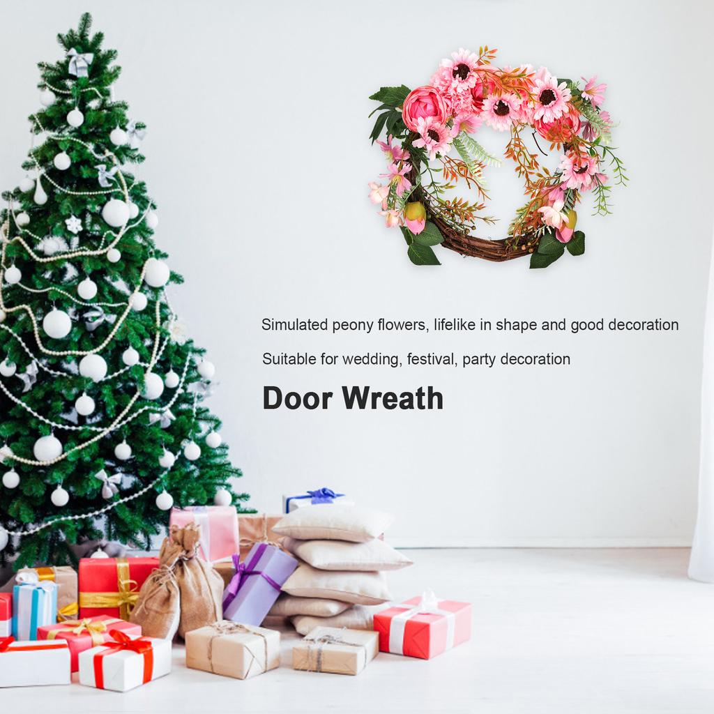 Artificial Flower Wreath Simulation Peony Door Hanging Garland Festivals Party Decoration