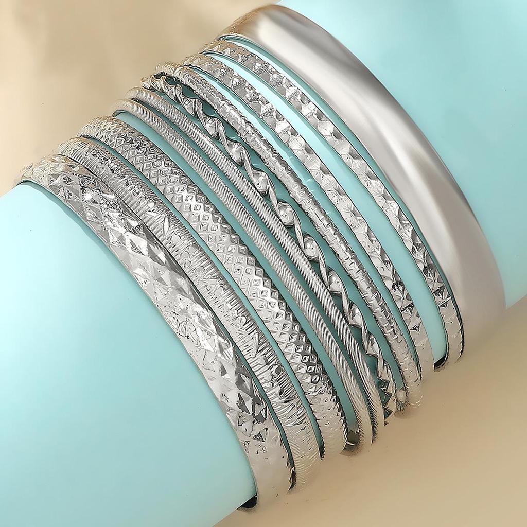 Punk Hip-Hop Alloy Bracelet Set - 4 Piece European & American Style