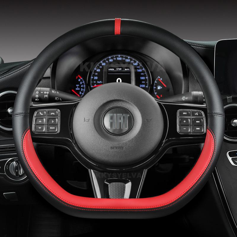 Microfiber Leather Car Steering Wheel Cover 38cm For Fiat Tipo Fullback Strada Toro Doblo Freemont Bravo Stilo Auto Accessories