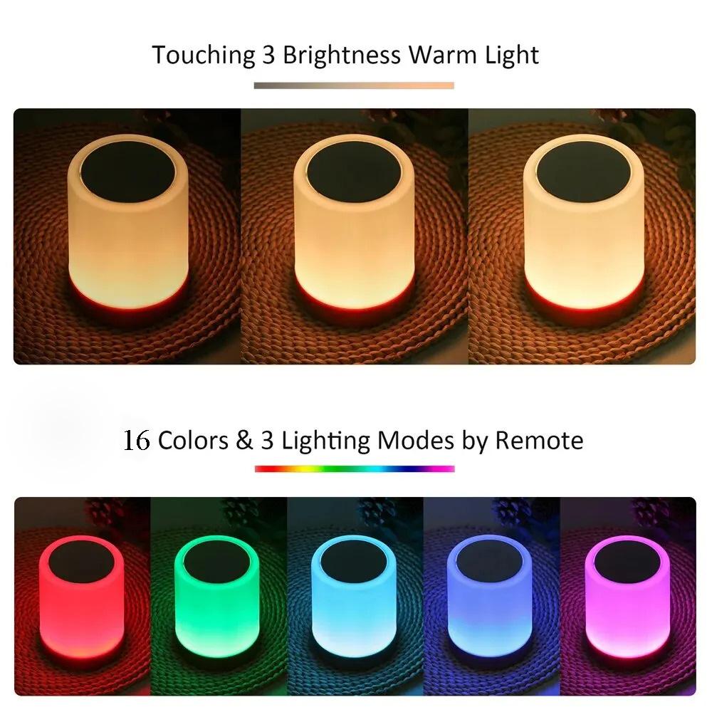 Berührbares Nachttischlicht, Schlafzimmer-Nachtlicht, Dimmbares Schreibtischlicht, Fernbedienung 16 Farbwechsel-Licht, Zeitgesteuerte Abschaltung, USB-Laden