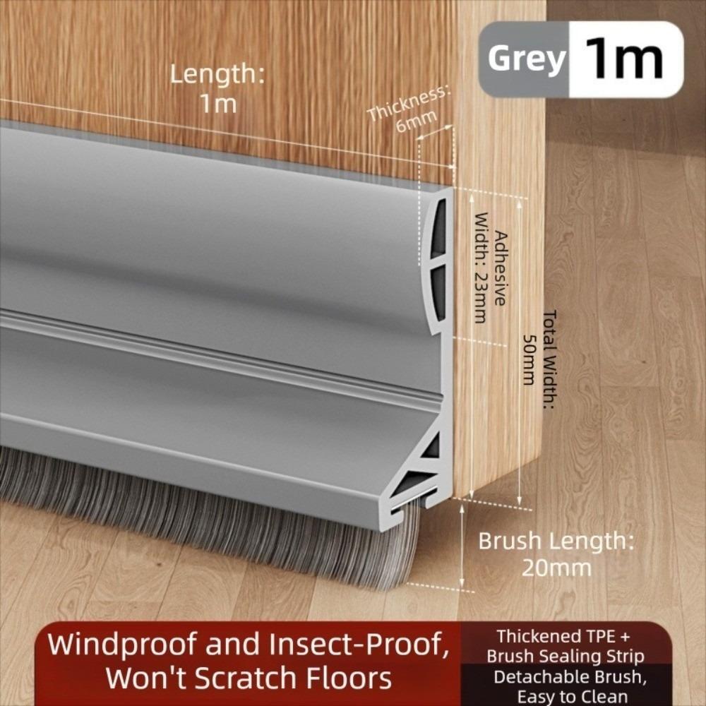 Brush Edge Draft Stopper TPE Door Sweep Removable Door Bottom Seal  Indoor Bedroom