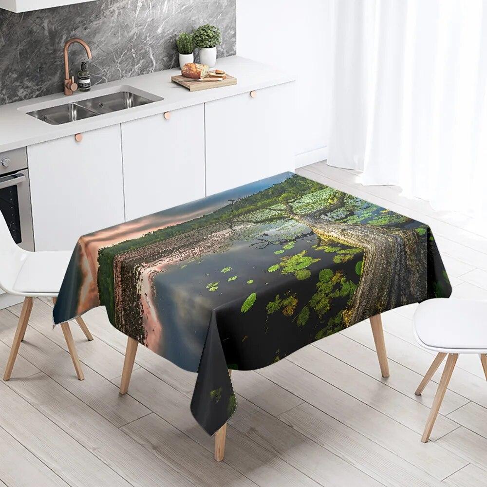 Day Road Dusk Sunset Scenery Printed Tablecloth Outdoor Picnic Camping  Antifouling Waterproof Table Home Decoration