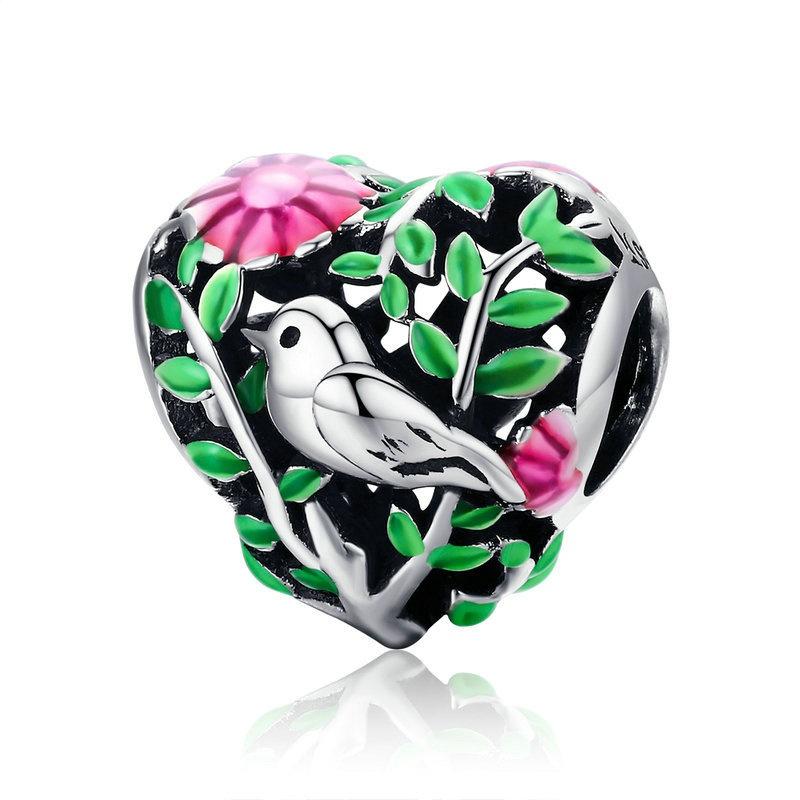 Colorful Oil Droplet Bird DIY Charms Bracelet Bead Set Picture European American Jewelry S925 Sterling Silver Pendant Accessory