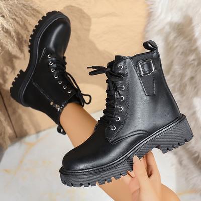 Fleece Martin Boots Winter New Thick-soled Thermal Short Boots Women's Large-size Casual Boots Women