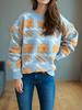 Autumn and Winter New Sweet and Cute Style Flower Jacquard Towel Embroidered Knitted Round Neck Thick Sweater for Women 3579 KTB