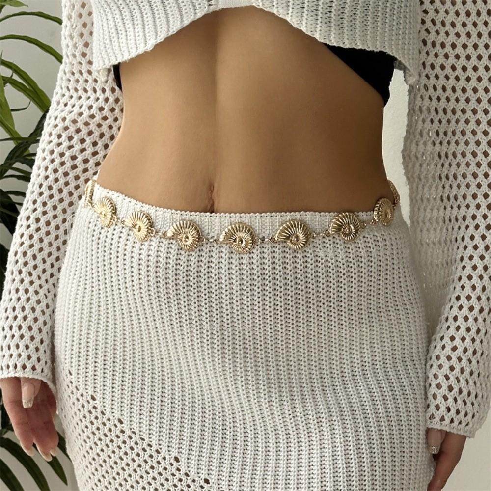 New Starfish Boho Waist Chain Seashell Conch Pendant Belly Chain Beads Imitation Pearl Bohemian Style Belt Jewelry