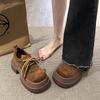 Retro brown British style platform small leather shoes women's 2025 new autumn matching skirt versatile Mary Jane single shoes