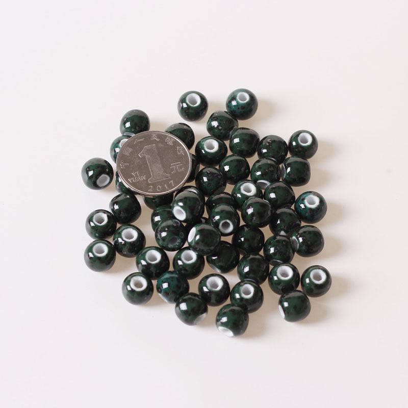 Ancient-Style Green Speckled Ceramic Beads for DIY Jewelry
