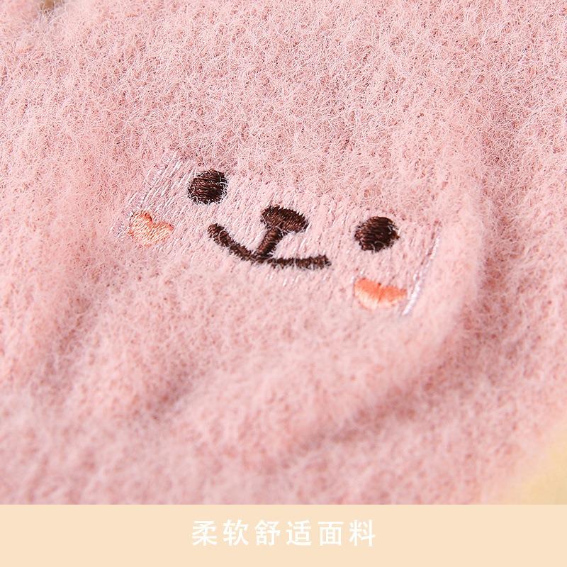Autumn and winter new gloves thickened knitted cold-proof and warm gloves female cute cartoon smiley face riding gloves