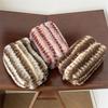 Korean Vintage Plush Striped Makeup Bag Set Retro Fashion Travel Cosmetic Case for Girls Large Capacity Cosmetics Organizer