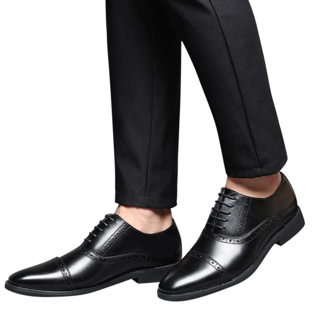 Buy Men's Casual Fashion Pointed Toe Oxford Leather Wedding Shoes