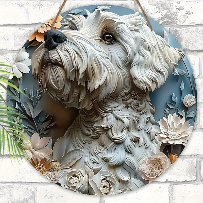 2D flat hanging decorative signs,interior wall or door decoration,garden decoration,the pattern is a cute dog,a housewarming gift for friends