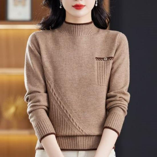 Stylish Loose High Neck Knitted Sweater - Thick, Warm Base Layer for Autumn/Winter
