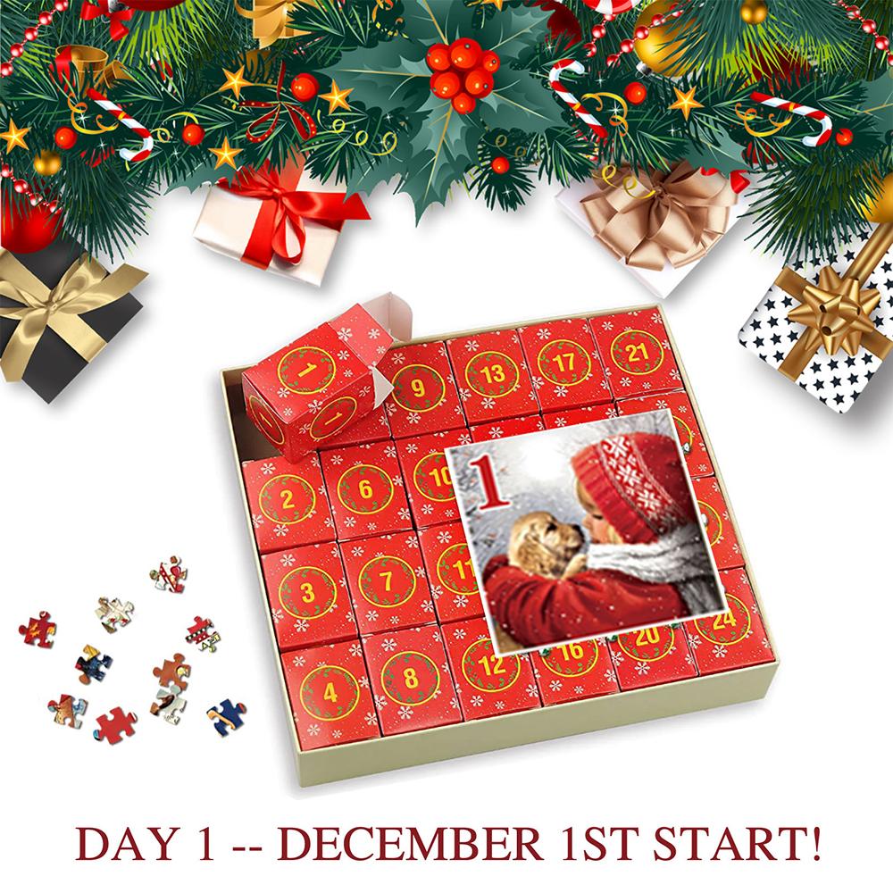 Christmas Advent Christmas 24 grid calendar puzzle, Christmas handmade DIY Calendar, Christmas Creative Countdown Calendar