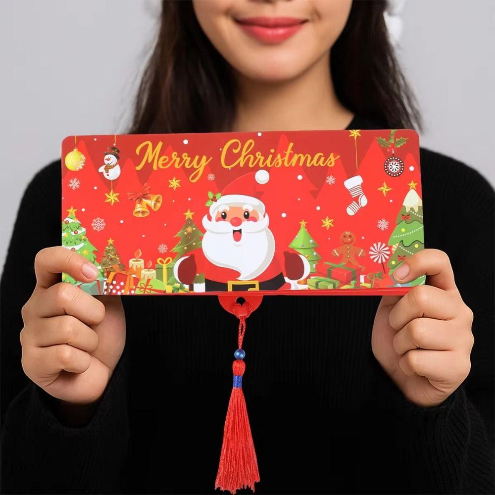 New Christmas Cash Gift Envelope Santa Claus Folding Banknote Card Christmas Money Holder with 10 Slots Surprise Party Money Box