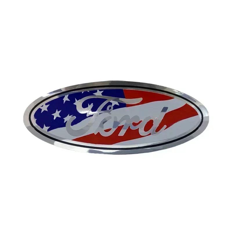 12.5X5CM Car Front Grille Hood Trunk Logo Sticker For Ford Ranger Kuga Edge Focus Mk3 Fiesta Mk7 Mondeo Mk4 S-MAX F150 Transit