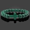 Turquoise Cross Elastic Yoga Bracelet with Black Volcanic Stone