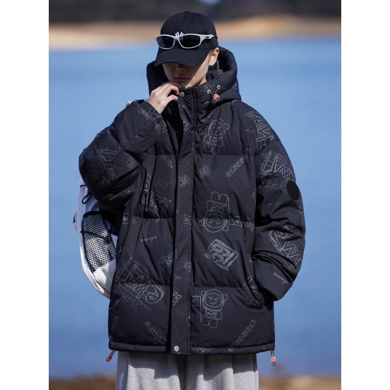 

Uniform Style for Men and Women, Trendy Fashionable Striped Versatile 90 White Duck Down Down Jacket for Teenagers Casual Warm Jacket M