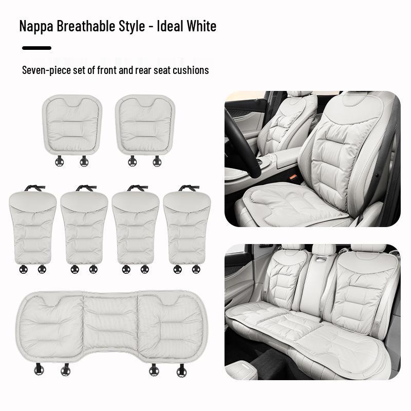 Luxury Nappa Leather Non-Slip Car Seat Cushions for Five-Seater - Thickened Design for Front and Rear Seats