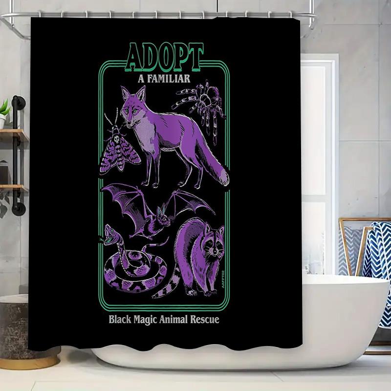 Gothic Animal Bath Curtain Spooky Forest Wolf Shower Curtain Macabre Horror Decor Gothic Home Decor Creepy Nature Shower Curtain 90x180cm