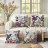 Exquisite Quilted Pillowcases with Hummingbirds and Floral  Sofa Cushion Cover Home Room Decoration 2D Flat Printing