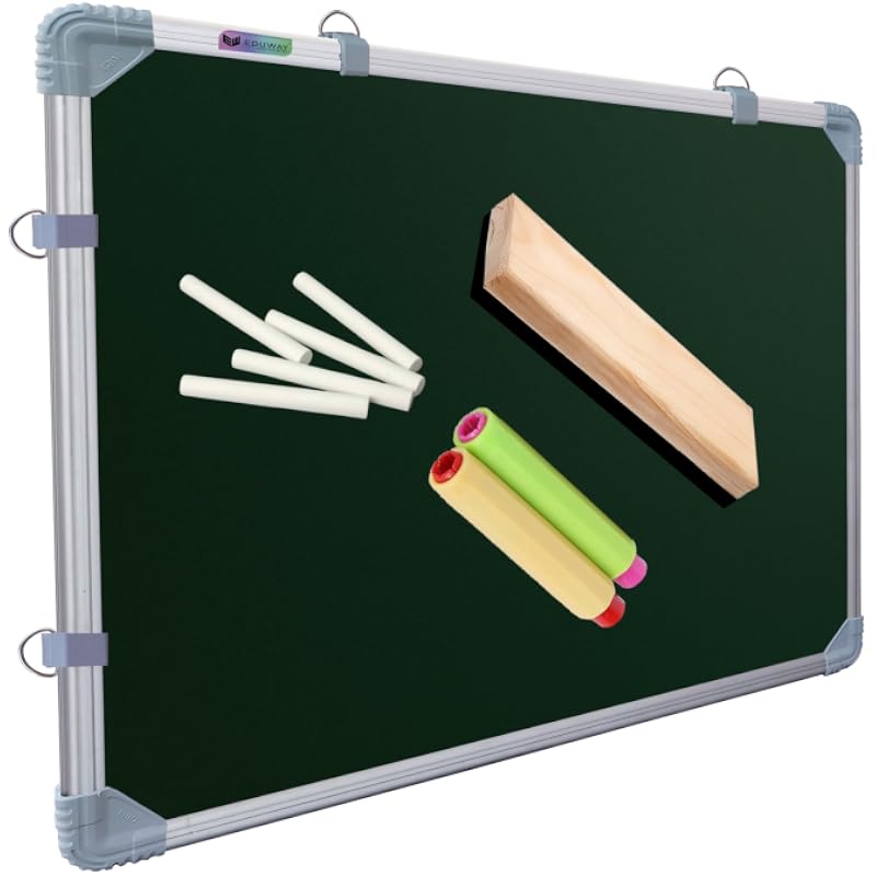2X3 Feet Non-Magnetic Double-Sided White Board And Chalk Board | Ideal Use For Home, Office, With Sliding Hanging Clips,