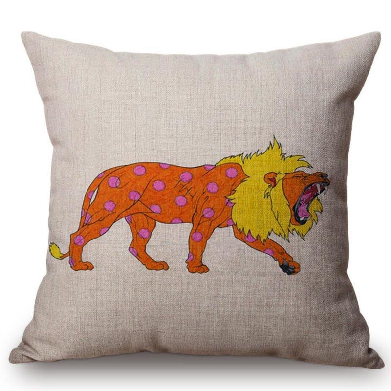 Elephant Giraffe Ostrich Style Cushion Cover Color Painting Wild Boar Animal Sofa Decoration Throw Pillow Case Cojines