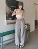 Women's High-Waist Light Gray Wide-Leg Retro Jeans