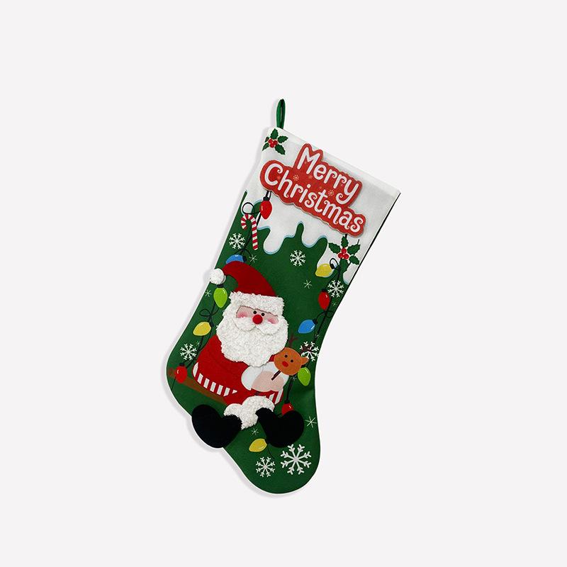 Traditional Snowman Christmas Stocking - Red & Green Applique Hanging Decoration for Candy & Gifts
