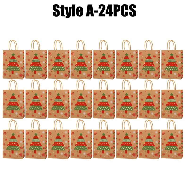 Christmas Gift Bags Holiday Party Favor Bags with Handles for Candy Treats Presents Xmas Decorations Festive Designs  for Home