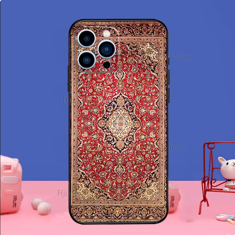 Persian Carpet Floral Pattern Phone Case For iPhone 16 15 12 13 Mini 11 14 Pro XS Max Plus X XR Silicone Cover