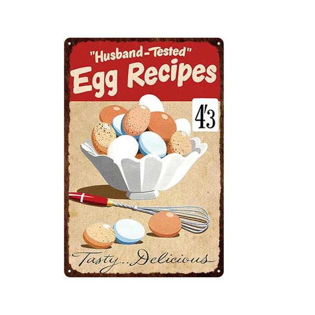 Vintage Farm Fresh Eggs Tin Sign  Rustic Chicken  Horse Metal Plate Poster for Farmhouse Kitchen Wall Decor