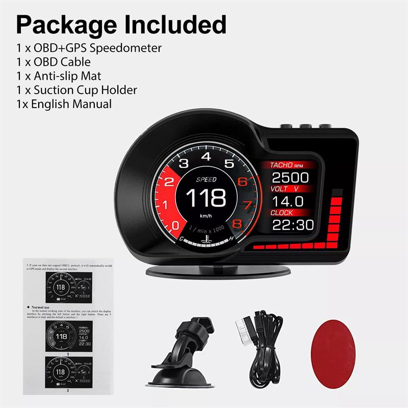 Obd Gps Dual System Rpm Gauge Speedometer Milometer F15 Car Head Up Display Hud 6 Alarm Functions Accelerated Test
