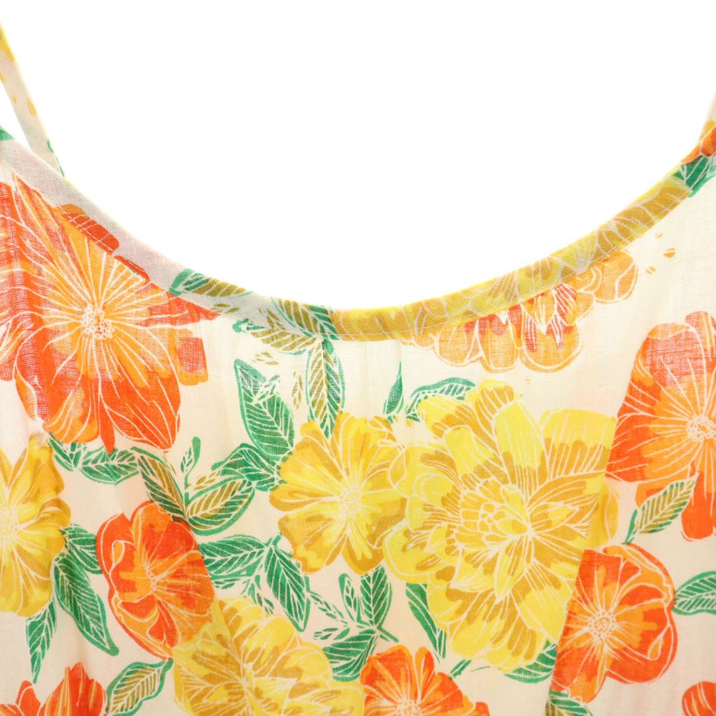 Zara Linen Blend Floral Cami One Piece 13-14 Orange Series Kid's Used