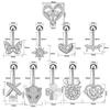 Fashion Belly Button Rings Simple Stainless Steel Heart Navel Piercing Barbell For Women Sexy Body Piercing Jewelry Gifts