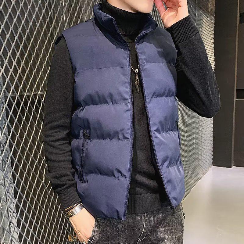 Men's Sleeveless Stand Collar Warm Cotton Waistcoat for Autumn/Winter