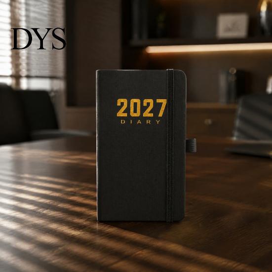 2027 Daily Planner with PU Leather Cover, A6 Pocket Size Compact Organizer Agenda, Portable Notebook Pen Holder for Efficient Time Management