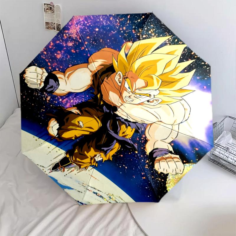 

Dragon Ball Character Goku pattern, automatic folding umbrella, portable and foldable design, 8 ribs, a Christmas or birthday gift.