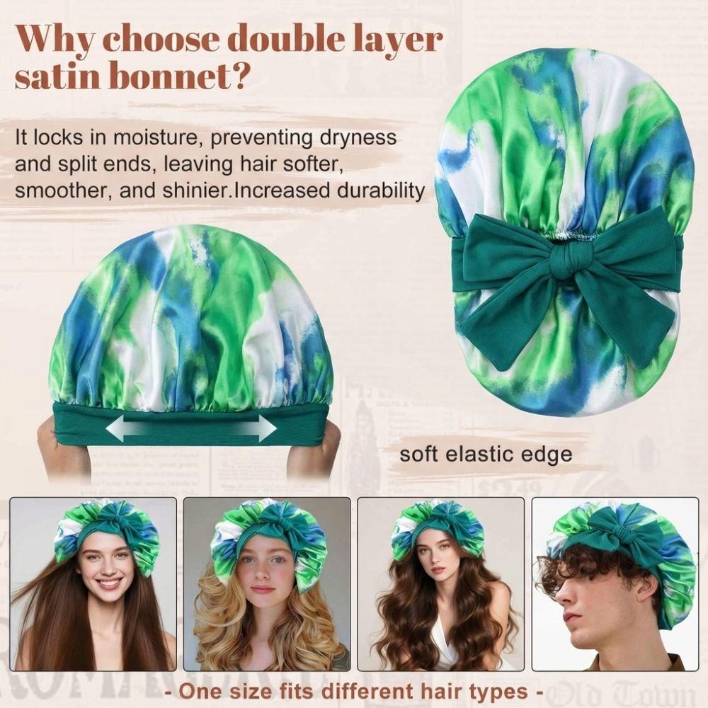 Elastic Tie Band Silk Bonnet Extra Large Hair Bonnet Luxury Sleeping Bonnet  Hair Protection