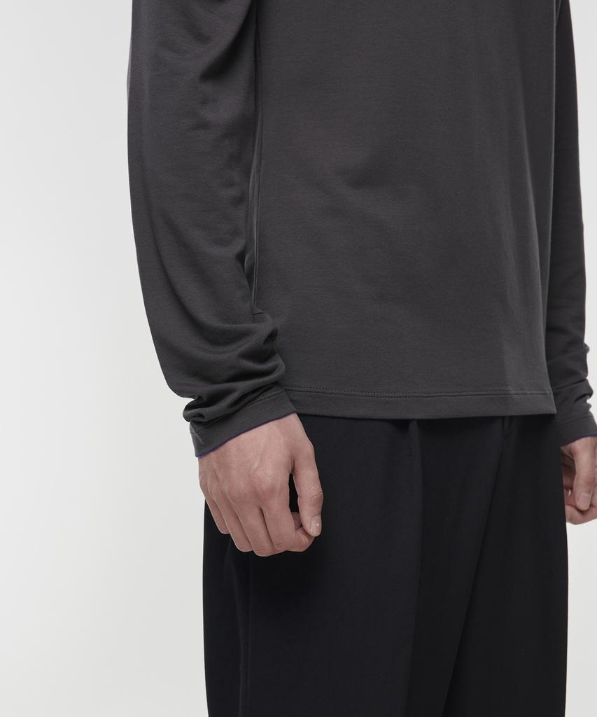 MUSINSA STANDARD Tencel Slim Mock Neck Long Sleeve T-Shirt [Dark Gray]